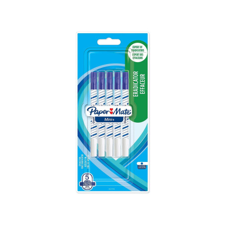 Paper Mate Mini+ effaceur - pointe fine - bleu - lot de 5