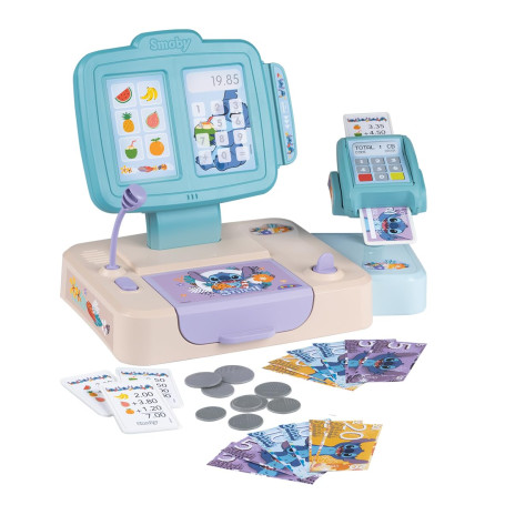 Smoby - Stitch - Caisse Enregistreuse - 26 Accessoires - A Partir de 3 Ans - Fabrication Française