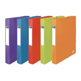Oxford Boîte Capacité Standard School Life 24x32cm Dos 40mm avec Elastique Couverture Polypro Coloris Toniques