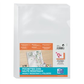 Oxford Lot de 100 Pochettes-Coin Haute Résistance A4 PVC Lisse Epaisseur 15/100ème Incolore