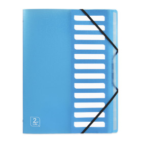 Elba 2nd Life Trieur 12 Compartiments couverture en polypropylène A4 Translucide Bleu