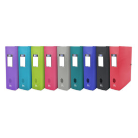 Oxford Boîte Grande Capacité Osmose 24x32 Dos 80mm avec Bouton Pression Couverture Polypro Coloris Assortis