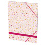 OXFORD Pochette 3 Rabats Flowers A4 avec Elastique Couverture Carte Pelliculée Décor Floral