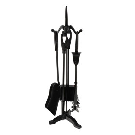 Oxeo Ensemble Outils de cheminée Acier forgé - Support d'outils Pince à feu Pelle Brosse Tisonnier