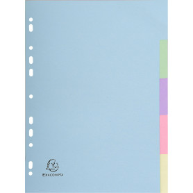 Exacompta - Réf. 1605E - Intercalaires en carte pastel recyclée 170g/m2 avec 5 onglets neutres - Format à classer A4 - Dimension