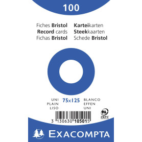 Exacompta - Réf. 10501E - Paquet de 100 fiches bristol unies non perforées - sous film - compatibles avec imprimante jet d'encre
