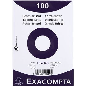 Exacompta - Réf. 10509E - Paquet de 100 fiches bristol unies non perforées - sous film - compatibles avec imprimante jet d'encre