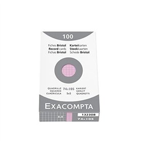 Exacompta - Réf. 13230B - Étui de 100 fiches bristol quadrillées 5x5 non perforées - format 74 x 105 mm - compatibles avec impri