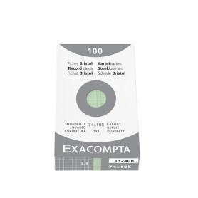 Exacompta - Réf. 13240B - Étui de 100 fiches bristol quadrillées 5x5 non perforées - format 74 x 105 mm - compatibles avec impri