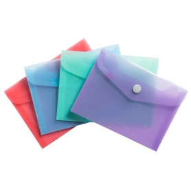 Exacompta - Réf. 35410E - Paquet de 4 pochettes fermeture bouton pression avec rabat - Chromaline Pastel - Dimensions : 19x14cm
