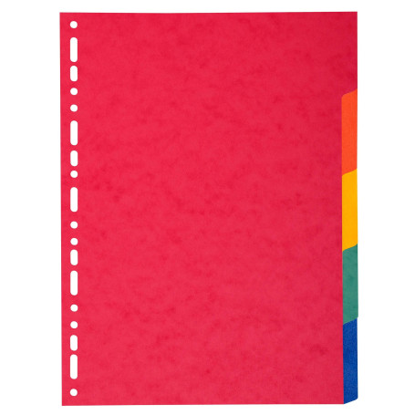 Exacompta - Réf. 2105E - Carton de 50 Intercalaires en carte coloris vifs recyclée 220g/m2 avec 5 onglets neutres - Format à cla