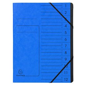 Exacompta - Réf. 541202E - 1 trieur dos agrafé - avec élastiques - couverture imprimée en carte lustrée et intérieur en carte re