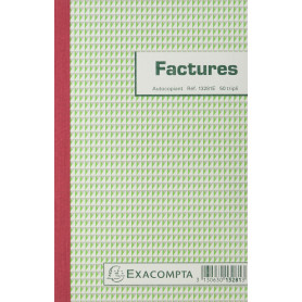 Exacompta - Réf. 13281SE - Lot de 5 manifolds FACTURES - sous film - 50 feuillets numérotés et autocopiants - triplicatas (1 ori