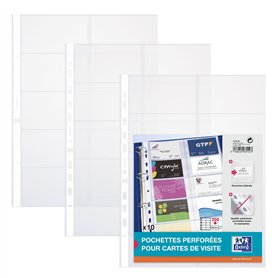 Oxford 10 Pochettes perforées A4 pour Carte de visite et Carte Collector Pokémon en PVC Transparent