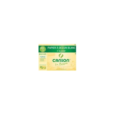 CANSON Pochette de 12 Papier à dessin "C" à grain A4 224 g/m2