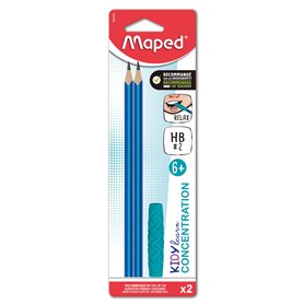 Maped - Crayon Graphite Kidy Learn Concentration avec Embout Relaxant & Déstressant - Forme Triangulaire Ergonomique - Mine HB2  Maped - Crayon Graphite Kidy Learn Concentration avec Embout Relaxant & Déstressant - Forme Triangulaire Ergonomique - Mine HB2