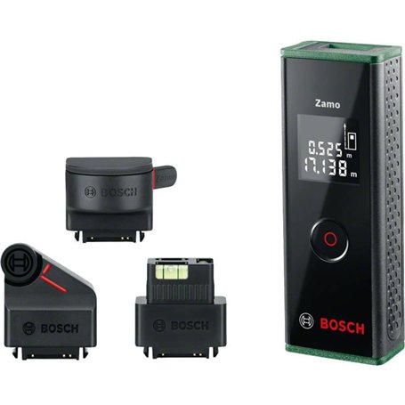 Kit télémètre laser Zamo de Bosch avec 3 adaptateurs dans un emballage premium (mesure facile et précise jusqu'à 20 mètres