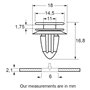 Restagraf - Agrafe de Fixation Carrosserie - Spécial Panneau pour Garniture de Porte - Compatible avec FORD FIESTA - Réf. 130013