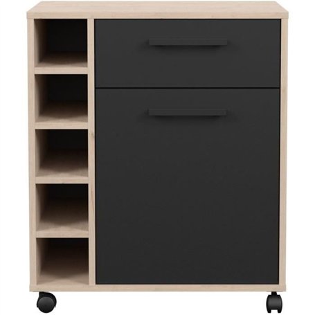 STUDIO - Desserte - 1 porte 1 tiroir - 5 casiers range bouteilles - 60 x 40