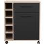 STUDIO - Desserte - 1 porte 1 tiroir - 5 casiers range bouteilles - 60 x 40
