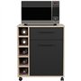 STUDIO - Desserte - 1 porte 1 tiroir - 5 casiers range bouteilles - 60 x 40,3 x 71 cm - Chene / Noir mat - PARISOT