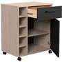 STUDIO - Desserte - 1 porte 1 tiroir - 5 casiers range bouteilles - 60 x 40,3 x 71 cm - Chene / Noir mat - PARISOT
