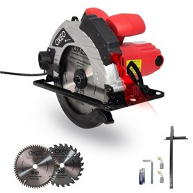 Scie circulaire avec guide laser 1200w - Livré avec 2 disques : un disque 24 dents et un disque 60 dents
