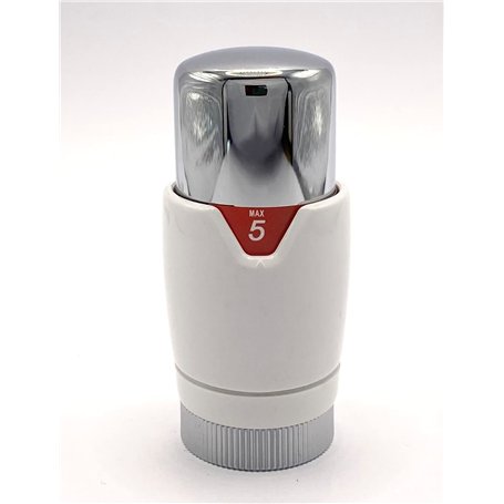 Tête de valve thermostatique TRV de rechange universelle pour radiateur Blanc/chromé M30 x 1