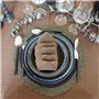 NOVASTYL - Lot 6 Sets de Table Luna Rond 38cm en jonc de mer Naturel et Vert - 5014067