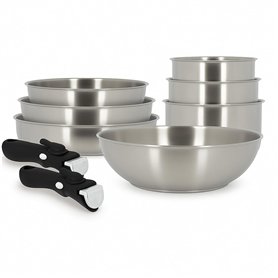 MENASTYL - Batterie de cuisine amovible en Inox Iris 9 pièces - Compatible tous feux dont induction