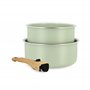 MENASTYL - Lot de 2 casseroles amovibles revêtement antiadhésif céramique sans PFAS/PTFE - 2 casseroles 16/18cm et 1 poignée - T