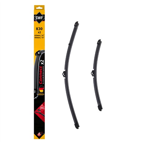 SWF Connect - K30 - Kit de Balais d’essuie-glace plats 650 mm / 400 mm fabriqués en Allemagne pour une performance d’essuyage op
