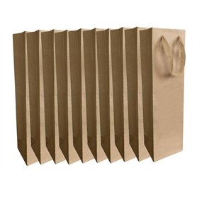 Ludi-Vin Lot de 10 Sacs en papier kraft écru sans fenêtre pour 1 magnum de vin