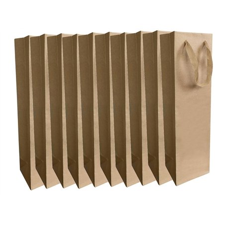 Ludi-Vin Lot de 10 Sacs en papier kraft écru sans fenêtre pour 1 magnum de vin