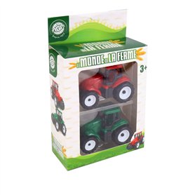 Le Monde De La Ferme - 2 Tracteurs - Ferme - 025111-1/60 - Véhicules Roues Libres - Vert et Rouge - Plastique - Jouet Enfant - A
