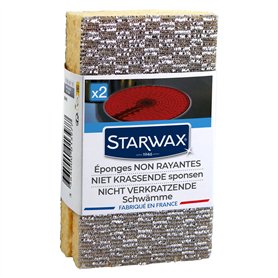 STARWAX Eponges non Rayantes - 3x 2 - Nettoient sans Rayer les Surfaces Délicates de la Cuisine Argent