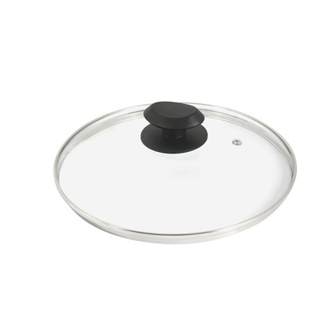 Equinox 517584 Couvercle en Verre Trempé Ø24 cm avec Rebord en Acier Inoxydable - Résistant aux Hautes Températures