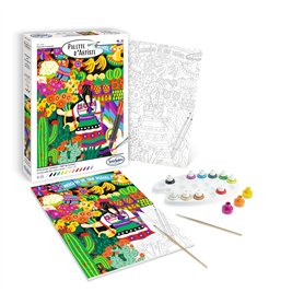 Sentosphère – Palette d'Artiste – Marché Mexicain – Peinture Acrylique - Création Relaxant - Adultes – 14 à 16 couleurs – toilée