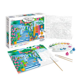 Sentosphère – Palette d'Artiste – La Ville Bleue – Peinture Acrylique - Création Relaxant - Adultes – 14 à 16 couleurs – toilée