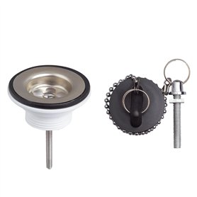 Wirquin 30723119 Bonde de lavabo avec bouchon en plastique et grille en inox
