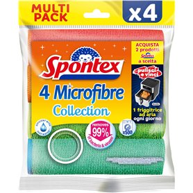 Spontex Lot de 4 Chiffons Multi-usages colorés en Microfibre Textile