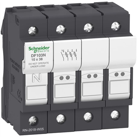 Schneider Electric - TeSys - porte-fusible - 3P/N - 32A - pour fusible 10x38mm - DF103N