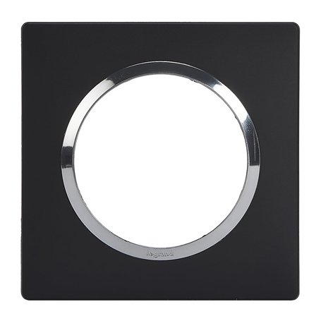 LEGRAND - Plaque Carrée Dooxie 1 Poste Finition Noir Bague Chromé