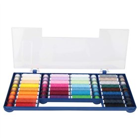 64pcs kit de fil à coudre avec 32 fils de couture colorés et boîte de rangement en plastique pour outils de couture de bureau à