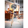 Bigben Ventilateur 80W Design Rétro sur Pied, Trépied en Bois, 3 Vitesses, Hauteur Ajustable et Tête Orientable Chromée pour un 