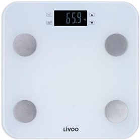 Pese-personne impédancemetre - LIVOO - DOM427W - 7 indicateurs - Max 180 kg - 13 profils - LCD - Marche et arret auto - Blanc