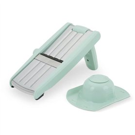 Mandoline 3 en 1 - LIVOO - MEN429 - Acier inoxydable - 3 a 9 mm - Poignée amovible - Poussoir avec piques - Pieds antidérapants
