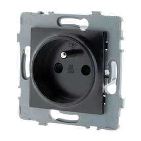 Prise simple 2P+T encastrable - à composer - métal Noir brossé - Kouro - Zenitech