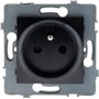 Prise simple 2P+T encastrable - à composer - métal Noir brossé - Kouro - Zenitech