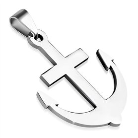 ZENSE - Collier homme croix ancre marine en acier inoxydable ZP0208 - Avec cordon 45 cm